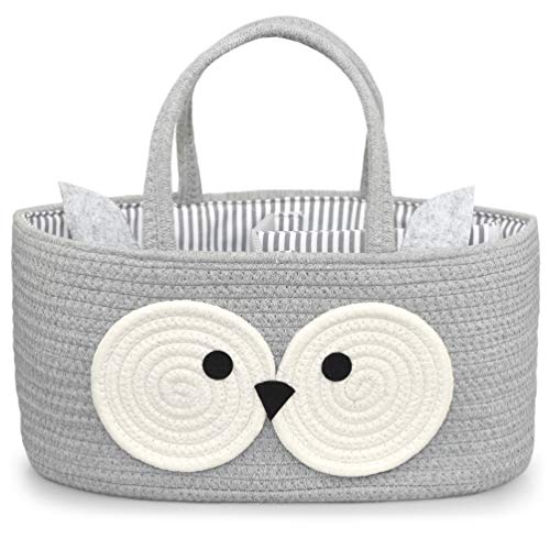 Diaper Caddy Organizer Baby – 100% Cotton Rope Canvas – Owl Design for Changing Table, Portable Toy Storage, Nursery Decor for Boy and Girl | The Storepaperoomates Retail Market - Fast Affordable Shopping