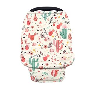 GOSTONG Cactus Flower Stroller Cover Privacy Nursing Cover Baby Carseat Canopy High Chair Cover Nursery Cover Breastfeeding Scarf for Boys and Girls,Light Blanket Stroller Cover