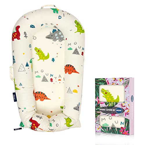 Baby Lounger Cover for Dockatot Deluxe + | Premium Quality Newborn Lounger Cover | 100% Cotton Hypoallergenic Extra Cover [Fits Deluxe+] (Cover Only) (Dino) | The Storepaperoomates Retail Market - Fast Affordable Shopping