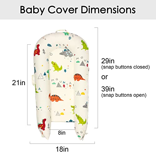 Baby Lounger Cover for Dockatot Deluxe + | Premium Quality Newborn Lounger Cover | 100% Cotton Hypoallergenic Extra Cover [Fits Deluxe+] (Cover Only) (Dino) | The Storepaperoomates Retail Market - Fast Affordable Shopping