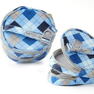 Expandable, Two Pocket Blue Plaid Travel Bag With Strap. Insulated, Waterproof Liner for Odor Control. Wet/Dry Compartments Hold Breast Pads, Diapers, Tampons, Sanitary Napkins, Personal Hygiene Items