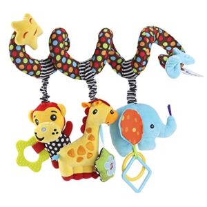 Toyvian Car Seat Toys, Infant Baby Activity Spiral Plush Toys with Music Box BB Squeaker, Stroller Toys Hanging Rattle Toys for Crib Mobile, Newborn Sensory Toy Best Gift for 0 3 6 9 12 Months