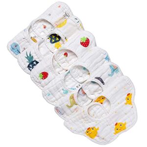 Isrono 6pcs Baby Petal Bibs 360-Degree Rotating Multicolor 100% Cotton Soft and Absorbent with 8 Layers of Gauze Suitable for 0-2 Years Old Boys and Girls Who Are Teething Feeding and Drooling