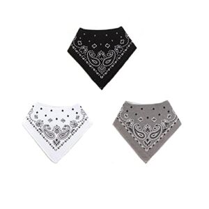 LNGLAT 3-Pack Baby Bandana Drool Bibs for Boys and Girls with Adjustable Snaps, Organic Cotton Soft and Absorbent Toddler Baby Paisley Pattern Bibs for Drooling and Teething