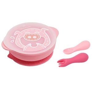 Toddler Feeding Set, Kids Self Feeding Fork and Spoon Set with Suction Bowl, Food Silicone Grade Rubber, BPA & Phthalate Free, 12 Months +