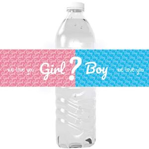Baby Gender Reveal Party Baby Shower Water Bottle Labels – Boy or Girl Water Bottle Labels – Shiny Foil – 24 Stickers