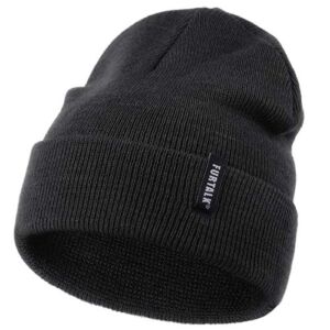 FURTALK Toddler Knitted Winter Hat Boys Girls Acrylic Beanie Hat Baby Kids Cuffed Winter Hats,Black