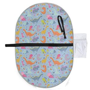 Baby Diaper Changing Pad Cover Large Portable Changing Pad Liner Mat Waterproof Diaper Bag Toddlers Infants Baby Travel Station or On The Go Funny Cute Kid Blue Orange Dinosaur