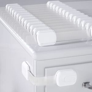 14 Pack Baby Proof Cabinet Latches, Childproof Drawer Latches with 12 Extra 3M Adhesives, Adjustable No Drilling Child Safety Cabinet Locks Straps Baby Drawer Locks for Kids Baby Safety