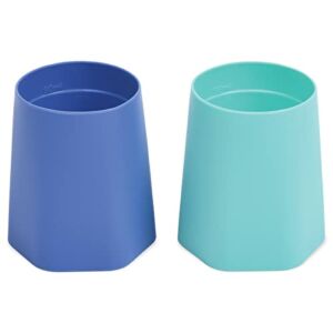 Tiny Twinkle Training Cup 2 Pack – Silicone Cups for Independent Drinking for Baby and Toddler, Baby Led Weaning Supplies Soft Open Cup For Baby (Blue, Mint)