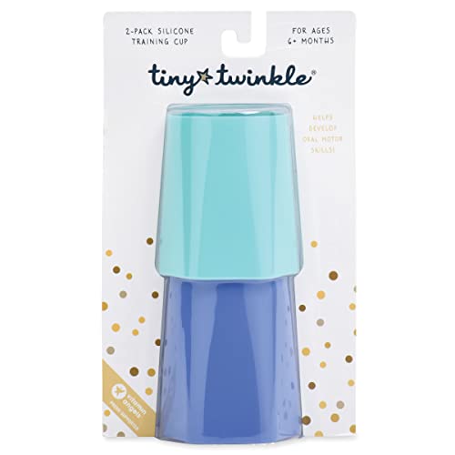 Tiny Twinkle Training Cup 2 Pack – Silicone Cups for Independent Drinking for Baby and Toddler, Baby Led Weaning Supplies Soft Open Cup For Baby (Blue, Mint) | The Storepaperoomates Retail Market - Fast Affordable Shopping