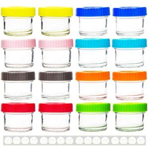 Youngever Glass Baby Food Storage, 4 Ounce Stackable Baby Food Glass Containers with Airtight Lids, Glass Jars with Lids, 8 Assorted Colors (16 Sets)