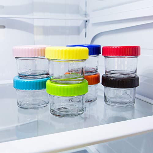 Youngever Glass Baby Food Storage, 4 Ounce Stackable Baby Food Glass Containers with Airtight Lids, Glass Jars with Lids, 8 Assorted Colors (16 Sets) | The Storepaperoomates Retail Market - Fast Affordable Shopping