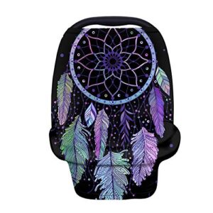 TOADDMOS Tribal Dream Catcher Colorful Feathers Print Stretchy Baby Car Seat Cover,Multiuse – Nursing Breastfeeding Covers,Car Seat Canopies,Shopping Cart/High Chair/Stroller Covers