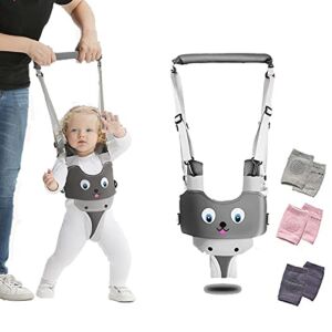 Baby Walking Harness, Adjustable Handheld Kids Walker Helper Toddler Infant Walker Harness Assistant Belt, Made of Breathable Knitted Fabric Layers,with 3pcs Baby Crawling Knee Pads