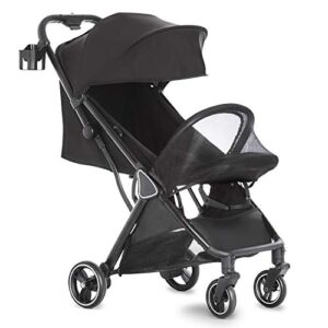 Dream On Me Insta Auto Fold Stroller | Portable Traveling Stroller | One Touch Fold | Compact Perfect for Plane, Black