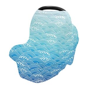 Nursing Cover Breastfeeding Scarf Ocean Wave – Baby Car Seat Covers, Infant Stroller Cover, Carseat Canopy(913h)