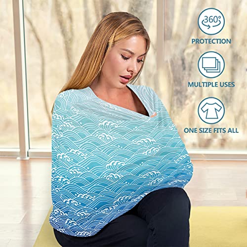 Nursing Cover Breastfeeding Scarf Ocean Wave – Baby Car Seat Covers, Infant Stroller Cover, Carseat Canopy(913h) | The Storepaperoomates Retail Market - Fast Affordable Shopping