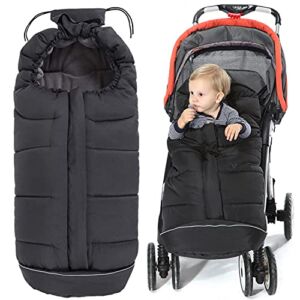 AtBabyHome Footmuff for Stroller, Warm Toddler Bunting Bag, Winter Outdoor Weatherproof Stroller Sleeping Bag (Black)