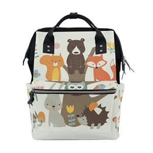 Woodland Forest Animals Fox Owl Large Capacity Baby Diaper Bag Durable Multi Function Travel Backpack for Mom