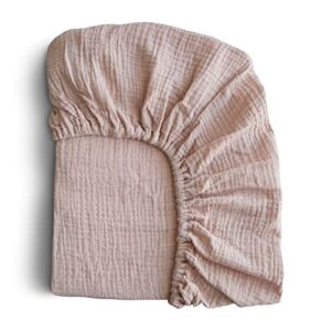 mushie Extra Soft Muslin Fitted Crib Sheet | 28″x 52″ (Blush)