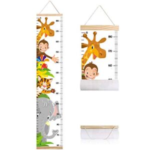 Animals Growth Chart for Kids, Baby Height Chart, Canvas Height Measuring Rulers for Boys Girls (Animals 1)
