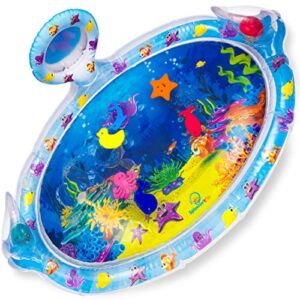 Splashin’kids Inflatable Tummy Time Premium Water mat with Mirror and rattles Infants Toddlers The Perfect Fun time Play Activity Center Your Baby’s Stimulation Growth
