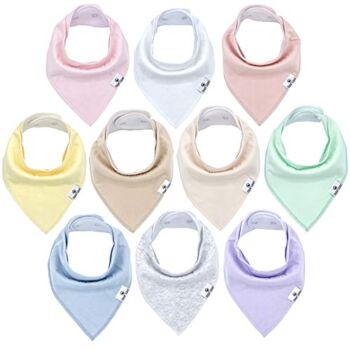 Diaper Squad 100% Organic Cotton Pastel 10-Pack Baby Drool Bandana Bibs Solid Colors for Boys and Girls | The Storepaperoomates Retail Market - Fast Affordable Shopping