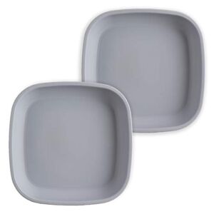 Re-Play Deep Walled Flat Plates for Kids | Made in the USA, Set of 2 (Grey)