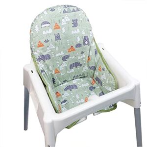 ZARPMA Cotton Seat Covers for IKEA Antilop Highchair,Cotton Surface and Cotton Padded,Forest Pattern Foldable Baby Highchair Cover for IKEA Child Chair Cushion (Green Forest)
