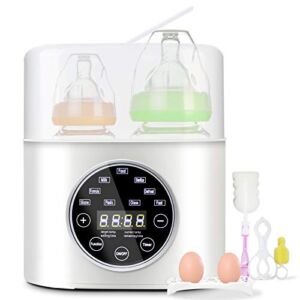 AUMIO Bottle Warmer, Fast Baby Bottle Warmer 6-in-1, Baby Food Heater and Defrost Warmer for Baby Milk Breastmilk Formula LED Display Temperature Control Auto-Off BPA-Free Two Bottles