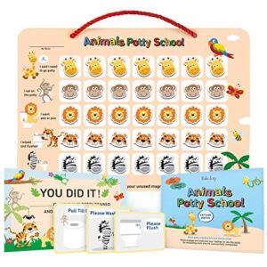 Potty Training Chart for Toddlers,Boys,Girls – Animal Design – Magnetic Sticker Chart, Waterproof Magnetic Potty Training Reward Chart, Certificate, 3 Instruction Steps, 35 Magnetic Stickers