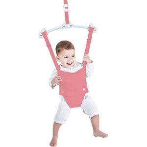 N/Q Baby Door Jumper, Baby Exerciser with Door Clamp, Bounce Spring, Length Adjustable Baby Hanging Swing Jump Bouncer for Infant Toddler 6-24 Months,Pink
