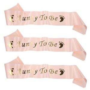 PRETYZOOM 3pcs Aunty to Be Sash Satin Baby Shower Party Sash Shoulder Strap Baby Shower Party Supplies for Gender Reveals Baby Birthday