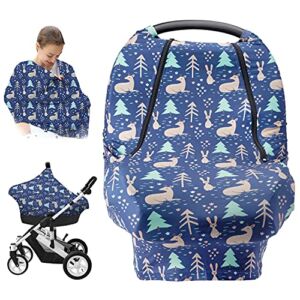 Wooly Heroes Baby Car Seat Cover – Fabric Canopy for Stroller, High Chair, & Shopping Cart – Can Work as Nursing Cover & Blanket – Zipper Closure for Easy Peep & Remove – carseat Cover boy & Girls