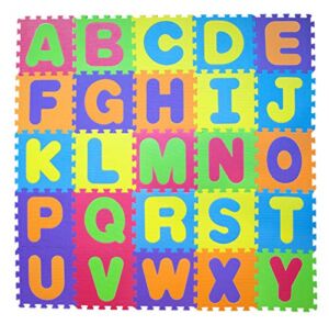 Interlocking Multi Color Kid Foam Puzzle Floor Play Mat, Crawling Mat for Playroom Bedroom, Nursery ([26pcs] Alphabet)