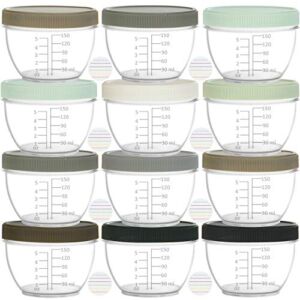 Youngever 18 Sets Baby Food Storage, 6 Ounce Baby Food Containers with Lids and Labels, 9 Urban Colors
