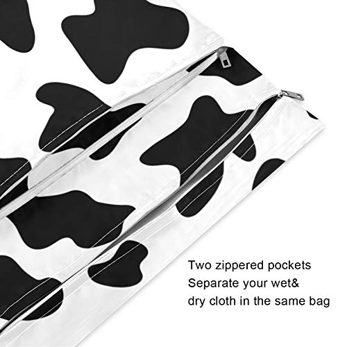 Wet and Dry Bag for Baby Cloth Diaper 2pcs Sets Waterproof Reusable Mommy Bag Organizing Pouches Travel Beach Pool Baby Items Gym Swimsuit Bag Milk Cow Print | The Storepaperoomates Retail Market - Fast Affordable Shopping