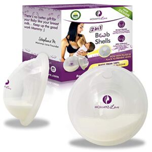 New Model with Plugs! Breast Shell & Milk Catcher for Breastfeeding Relief (2 in 1) Protect Cracked, Sore, Engorged Nipples & Collect Breast Milk Leaks During The Day, While Nursing or Pumping
