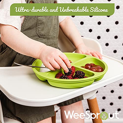 WeeSprout Suction Plates with Lids for Babies & Toddlers | 100% Silicone | Plates Stay Put with Suction Feature | Divided Design | Microwave & Dishwasher Safe | 3 Pack | The Storepaperoomates Retail Market - Fast Affordable Shopping