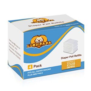 Lionpapa Refills Compatible with Dekor Plus Diaper Pails Pails,4 Pack