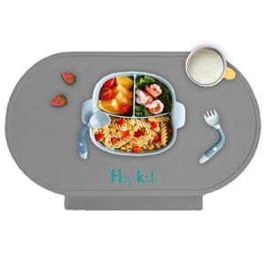 Placemat for Babies, Toddlers Infants Silicone Placemats for Kids Baby, Dishwasher Safe (Dark Grey)