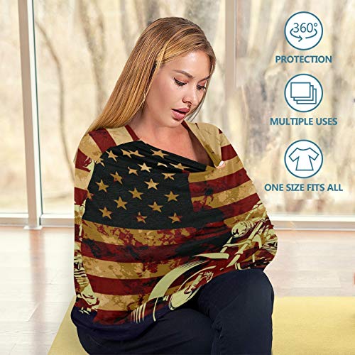 WELLDAY Baby Car Seat Covers Motorcycle American Flag Stretchy Breastfeeding Scarf Breathable Infant Carseat Canopy Nursing Covers Multi Use for Stroller High Chair Shopping Cart Boys and Girls | The Storepaperoomates Retail Market - Fast Affordable Shopping