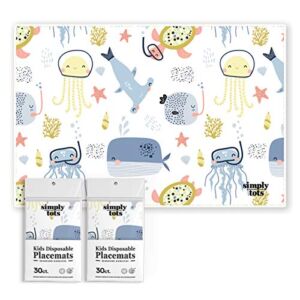60ct. Double Pack! Kids & Baby Disposable Stick-On Placemats – Cute Print – BPA Free – Strong Adhesive – Easy Clean Up – Germ Free! – for Restaurants or Home | Simply Tots Brand
