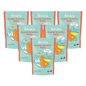 Amara Yogurt Melts I Mango Carrot | Healthy Snacks for Baby and Toddlers | Gluten Free Snacks | Plant Based Yogurt | Delicious Fruit Snacks | Made with Organic Fruit | 1 Box | 6 Pouches