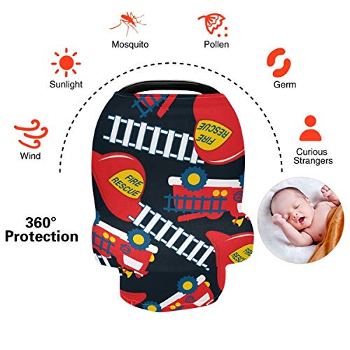 Baby Carseat Canopy Cover Breastfeeding Cover – Fire Rescue Red Helmet Truck Nursing Scarf Blanket Breathable Baby Boy Stroller Cover Baby Shower Gifts for Boy&Girl | The Storepaperoomates Retail Market - Fast Affordable Shopping