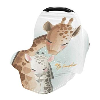 WELLDAY Baby Car Seat Covers Mommy Baby Giraffe Stretchy Breastfeeding Scarf Breathable Infant Carseat Canopy Nursing Covers Multi Use for Stroller High Chair Shopping Cart Boys and Girls | The Storepaperoomates Retail Market - Fast Affordable Shopping