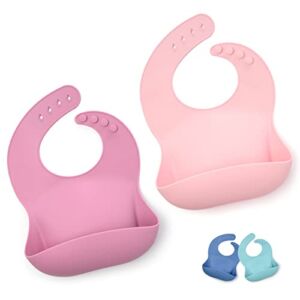 PrimaStella Silicone Baby Bibs – Soft Adjustable Waterproof Bib Set of 2 for Babies & Toddlers | BPA Free