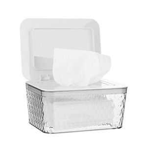Jitnetiy Wipes Holders, Large Capacity Wipes Dispenser Box Wipes Case Dustproof Wipes Box with Lid Keep Diaper Wipes Fresh (White)