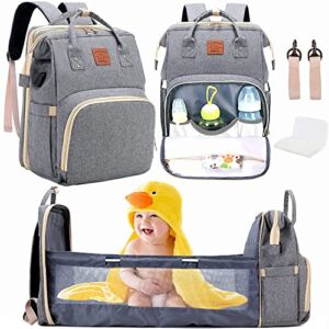 Everson Babies, Baby Diaper Bag Backpack with Changing Station, Waterproof Travel Bag, Nappy Bag with Insulated Pockets for Mom and Dad, Diaper Bags Backpack for Baby Boy and Baby Girl, Dark Grey